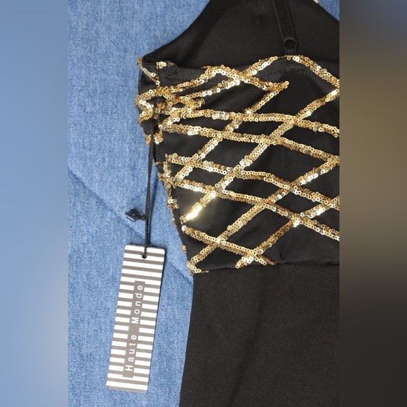Haute Monde Jumpsuit Sequined Bodice Straight Leg NWT Date Night Rave Party Club - Picture 11 of 14